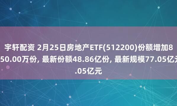 宇轩配资 2月25日房地产ETF(512200)份额增加8050.00万份, 最新份额48.86亿份, 最新规模77.05亿元